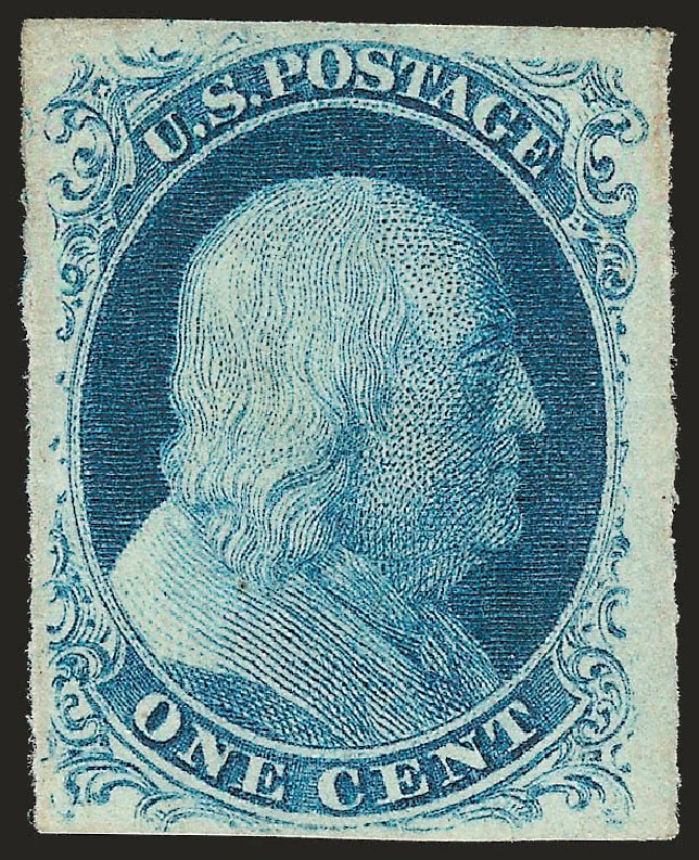 US Stamp Value Scott #8A: 1851 1c Franklin. Robert Siegel Auction Galleries, Jan 2009, Sale 968, Lot 13