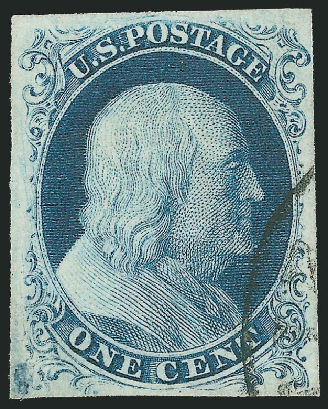 Cost of US Stamp Scott Catalogue 8A: 1c 1851 Franklin. Robert Siegel Auction Galleries, Oct 2010, Sale 997, Lot 5133