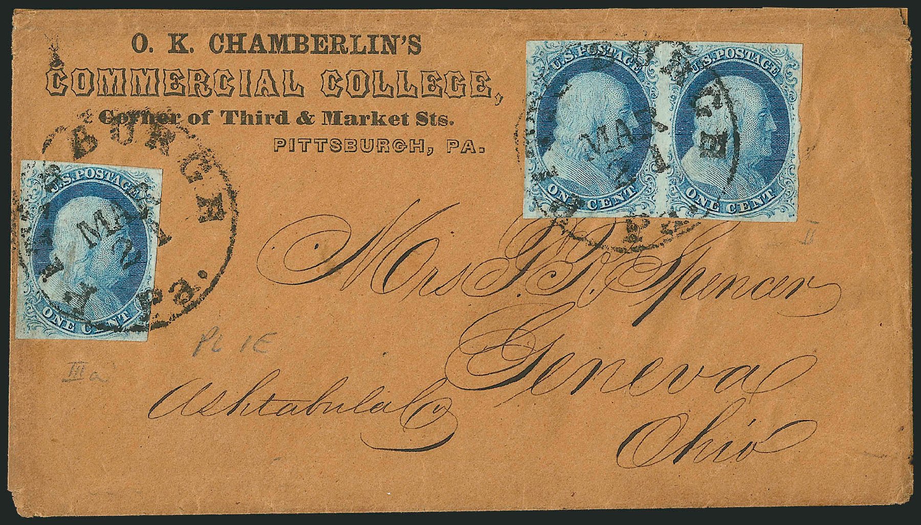 US Stamps Price Scott Catalog # 8A - 1851 1c Franklin. Robert Siegel Auction Galleries, Dec 2010, Sale 998, Lot 66