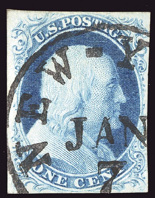 US Stamps Values Scott Catalogue #8A - 1851 1c Franklin. Spink Shreves Galleries, Jan 2014, Sale 146, Lot 146