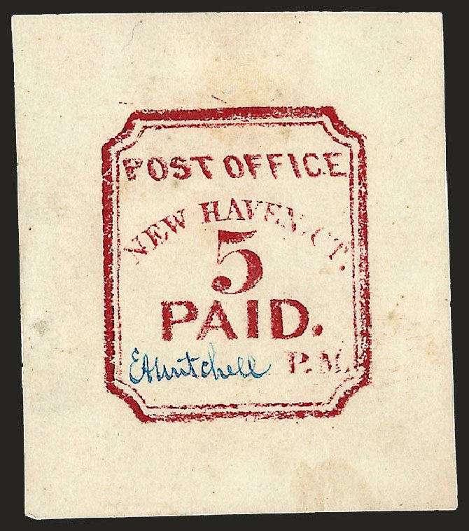 Costs of US Stamp Scott Cat. #8XU1: 1845 5c New Haven Postmasters Provisional. Robert Siegel Auction Galleries, Dec 2008, Sale 964, Lot 30
