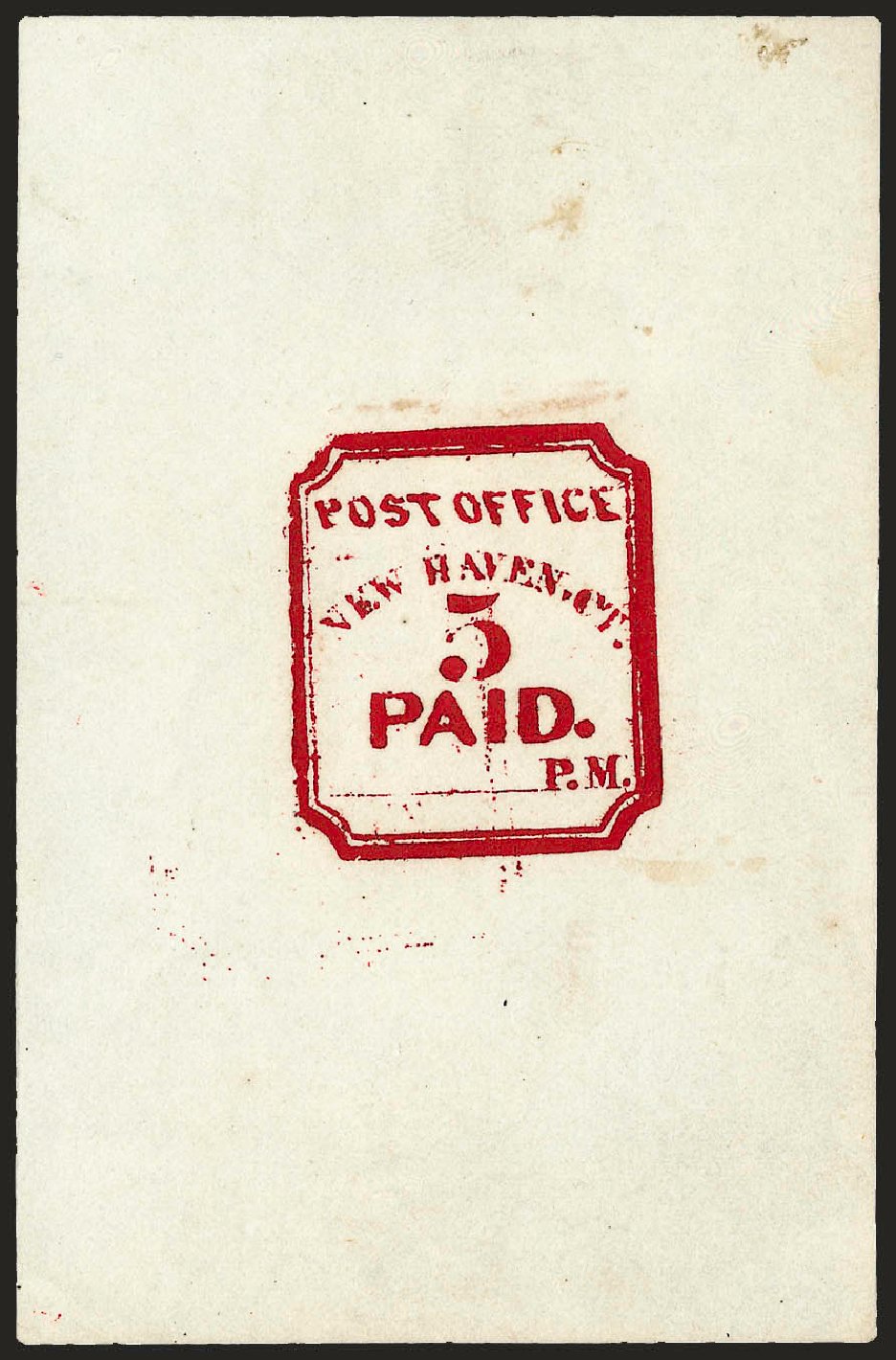 Values of US Stamps Scott #8XU1 - 1845 5c New Haven Postmasters Provisional. Robert Siegel Auction Galleries, Dec 2008, Sale 964, Lot 40