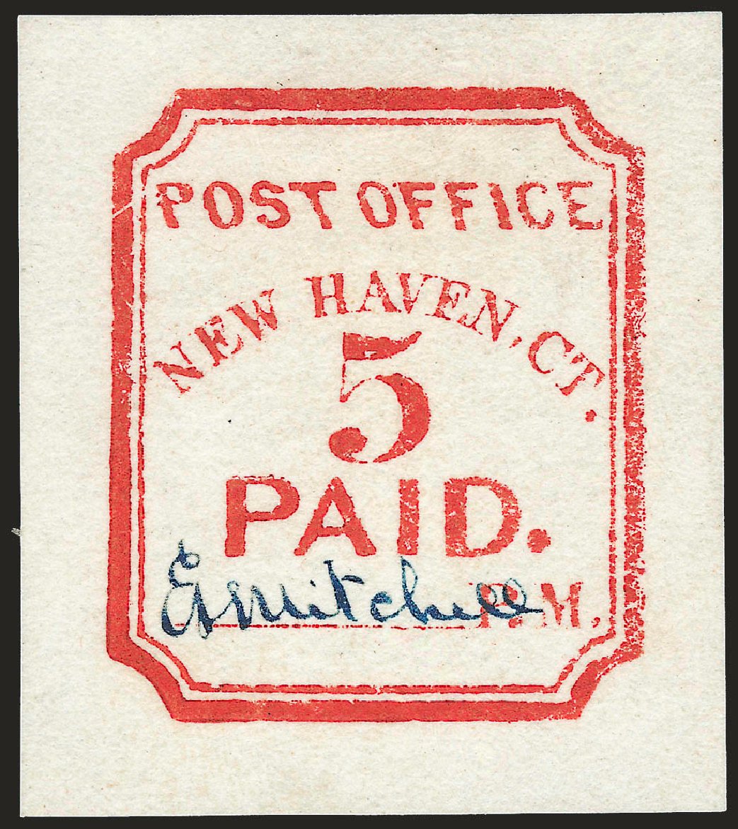 Prices of US Stamps Scott Cat. # 8XU1: 5c 1845 New Haven Postmasters Provisional. Robert Siegel Auction Galleries, Apr 2010, Sale 984, Lot 1