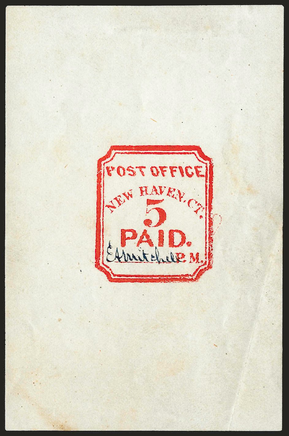 Price of US Stamp Scott 8XU1 - 5c 1845 New Haven Postmasters Provisional. Robert Siegel Auction Galleries, Dec 2008, Sale 964, Lot 12