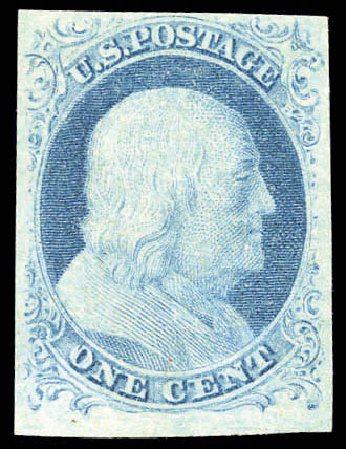 US Stamps Value Scott 9 - 1852 1c Franklin. Matthew Bennett International, Sep 2010, Sale 333, Lot 3277