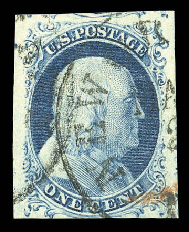 Value of US Stamp Scott 9: 1c 1852 Franklin. Matthew Bennett International, Sep 2010, Sale 333, Lot 3307