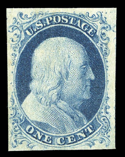 US Stamp Prices Scott Catalog 9 - 1c 1852 Franklin. Matthew Bennett International, Sep 2012, Sale 345, Lot 17