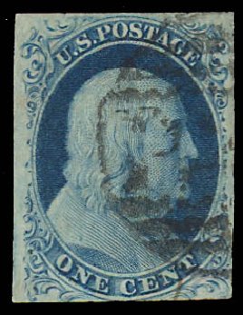 Values of US Stamp Scott Catalog # 9 - 1852 1c Franklin. Daniel Kelleher Auctions, Jul 2011, Sale 625, Lot 667