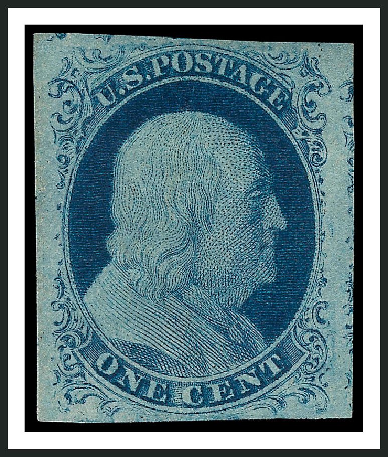 US Stamp Values Scott Catalogue #9 - 1c 1852 Franklin. Robert Siegel Auction Galleries, Sep 2009, Sale 976, Lot 1107