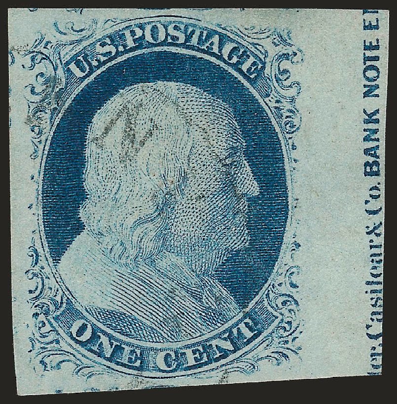 US Stamps Values Scott Cat. 9 - 1c 1852 Franklin. Robert Siegel Auction Galleries, Sep 2009, Sale 976, Lot 1117