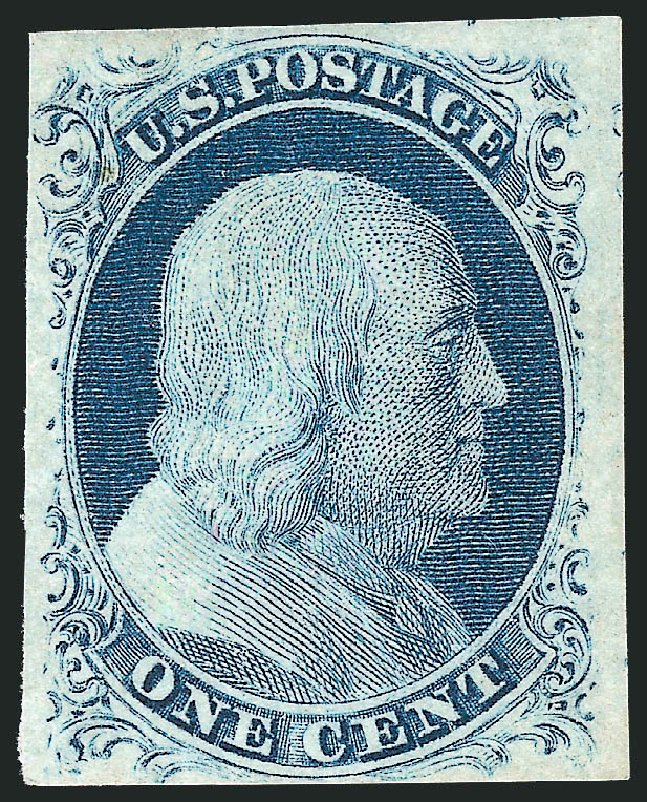 US Stamp Price Scott # 9 - 1852 1c Franklin. Robert Siegel Auction Galleries, Feb 2010, Sale 983, Lot 7