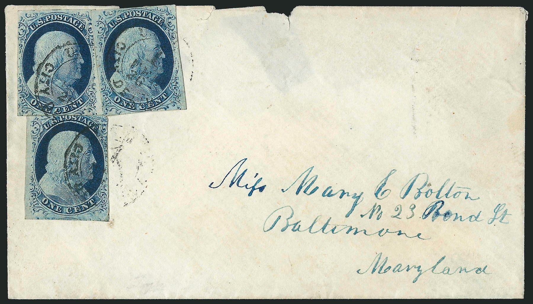 US Stamps Prices Scott Cat. # 9 - 1c 1852 Franklin. Robert Siegel Auction Galleries, Sep 2010, Sale 994, Lot 877
