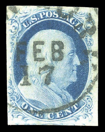 Costs of US Stamp Scott Cat. 9: 1c 1852 Franklin. Matthew Bennett International, Sep 2010, Sale 333, Lot 3298
