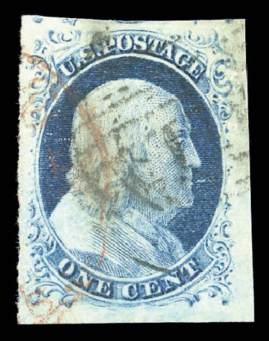 US Stamp Price Scott Catalog # 9: 1852 1c Franklin. Matthew Bennett International, Sep 2010, Sale 333, Lot 3308