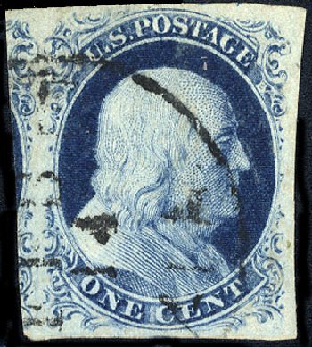 US Stamp Prices Scott Cat. 9 - 1c 1852 Franklin. Cherrystone Auctions, May 2008, Sale 200805, Lot 38