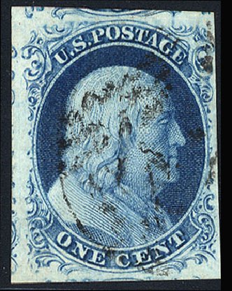 US Stamps Prices Scott Cat. #9 - 1c 1852 Franklin. Cherrystone Auctions, Nov 2008, Sale 200811, Lot 1008