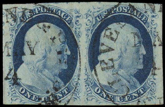 US Stamps Value Scott 9 - 1852 1c Franklin. Daniel Kelleher Auctions, Jul 2011, Sale 625, Lot 668