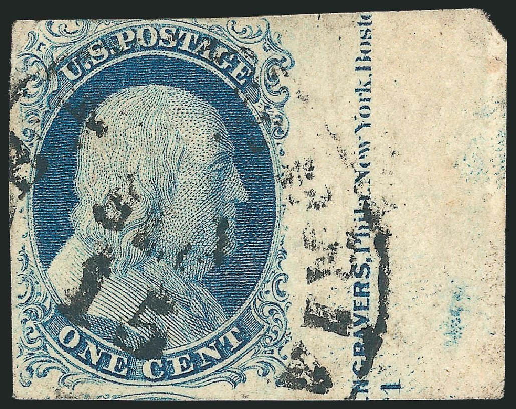 US Stamps Value Scott Catalogue 9: 1c 1852 Franklin. Robert Siegel Auction Galleries, Dec 2011, Sale 1017, Lot 98