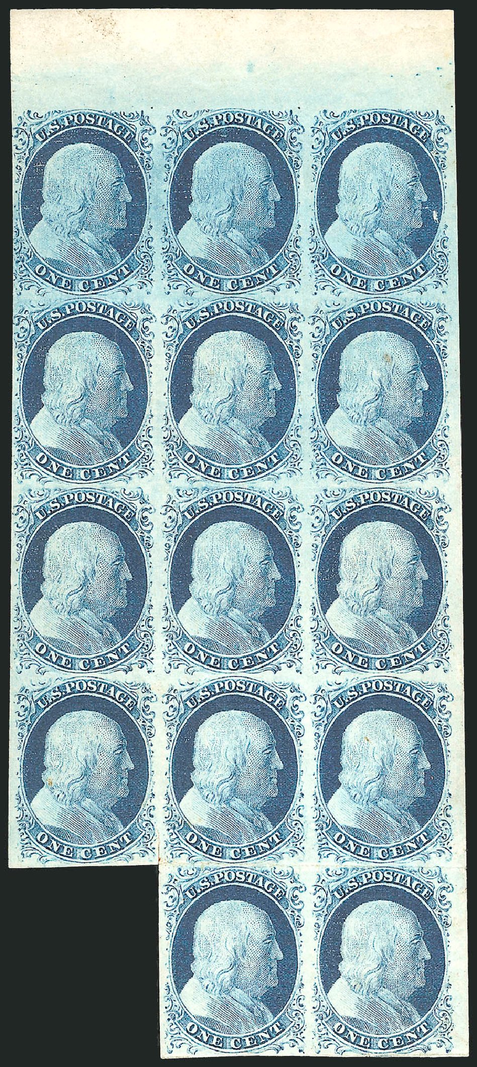 Price of US Stamps Scott Cat. # 9 - 1852 1c Franklin. Robert Siegel Auction Galleries, Sep 2009, Sale 976, Lot 1108