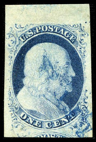 Value of US Stamp Scott Cat. # 9: 1c 1852 Franklin. Matthew Bennett International, Feb 2012, Sale 340, Lot 69