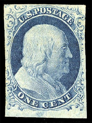 US Stamps Prices Scott Catalog 9: 1852 1c Franklin. Cherrystone Auctions, Apr 2010, Sale 201004, Lot 29