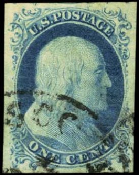 US Stamp Value Scott Cat. 9 - 1c 1852 Franklin. Harmer-Schau Auction Galleries, Feb 2012, Sale 92, Lot 779