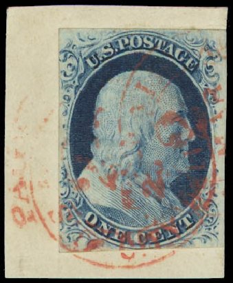 US Stamps Prices Scott Catalogue 9: 1c 1852 Franklin. Daniel Kelleher Auctions, Jul 2011, Sale 625, Lot 649
