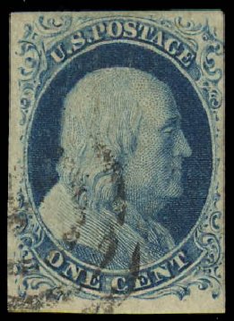 Cost of US Stamps Scott # 9 - 1852 1c Franklin. Daniel Kelleher Auctions, Jul 2011, Sale 625, Lot 659