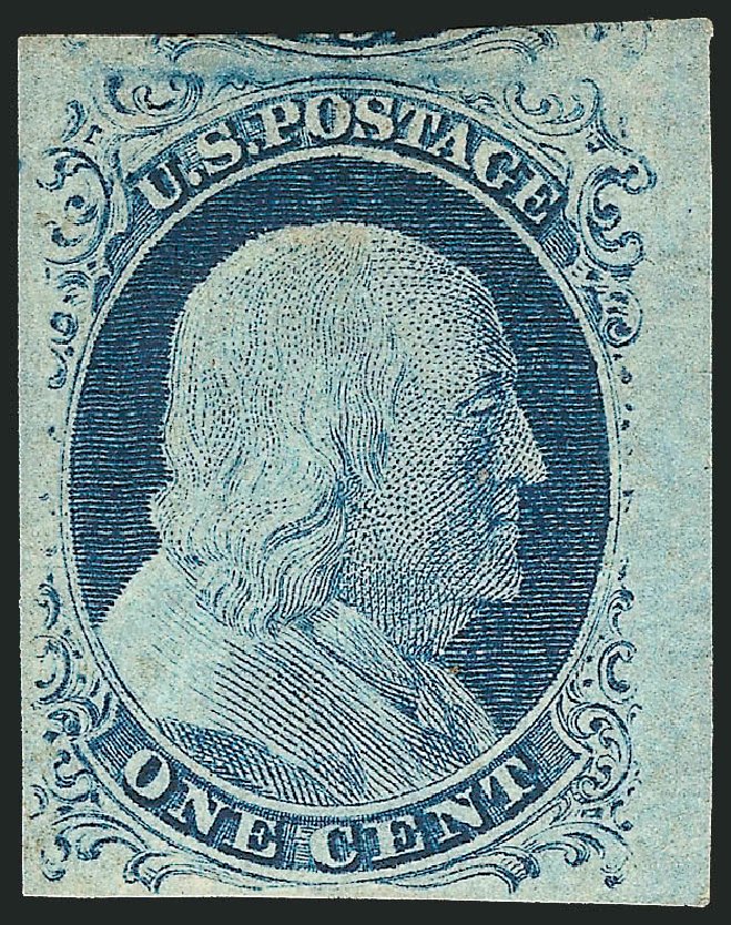 Costs of US Stamps Scott Catalog 9: 1c 1852 Franklin. Robert Siegel Auction Galleries, Apr 2015, Sale 1096, Lot 19