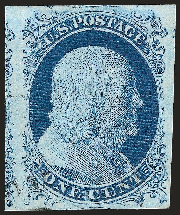 US Stamps Value Scott Catalog # 9: 1852 1c Franklin. Robert Siegel Auction Galleries, Sep 2009, Sale 976, Lot 1109