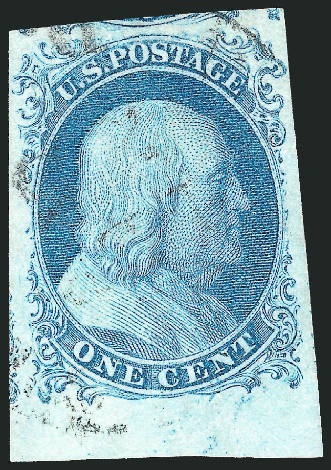 US Stamps Values Scott Cat. 9 - 1852 1c Franklin. Robert Siegel Auction Galleries, Dec 2010, Sale 998, Lot 159