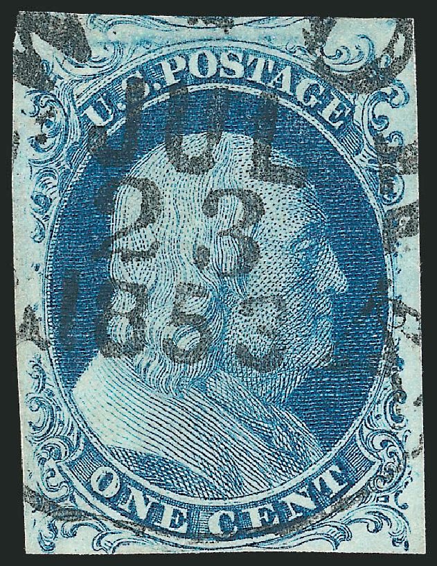US Stamps Price Scott Cat. 9: 1852 1c Franklin. Robert Siegel Auction Galleries, Dec 2010, Sale 998, Lot 179