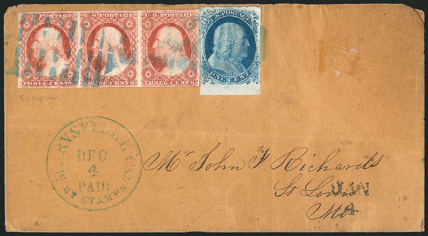 US Stamp Value Scott Cat. # 9: 1852 1c Franklin. Robert Siegel Auction Galleries, Dec 2010, Sale 998, Lot 289