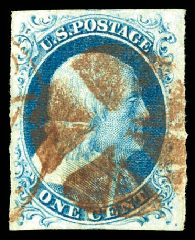 US Stamp Prices Scott Cat. #9 - 1852 1c Franklin. Matthew Bennett International, Dec 2008, Sale 330, Lot 1360