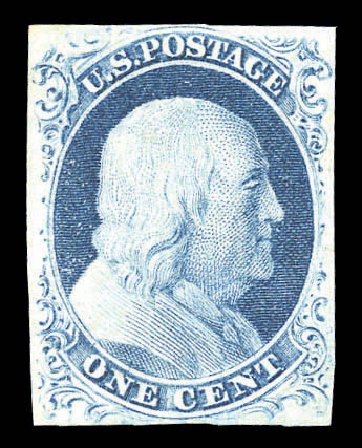 Prices of US Stamp Scott Cat. # 9 - 1852 1c Franklin. Matthew Bennett International, Sep 2010, Sale 333, Lot 3280