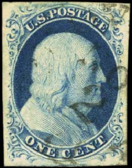 US Stamp Price Scott Cat. 9 - 1852 1c Franklin. Harmer-Schau Auction Galleries, Feb 2012, Sale 92, Lot 780