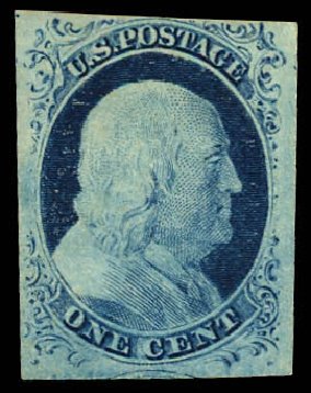 Costs of US Stamps Scott Catalogue # 9 - 1852 1c Franklin. Daniel Kelleher Auctions, Dec 2012, Sale 633, Lot 350