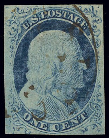 Cost of US Stamps Scott #9 - 1c 1852 Franklin. Daniel Kelleher Auctions, Feb 2013, Sale 634, Lot 10