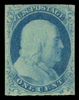 US Stamp Value Scott Catalogue # 9 - 1c 1852 Franklin. Daniel Kelleher Auctions, May 2015, Sale 669, Lot 2370