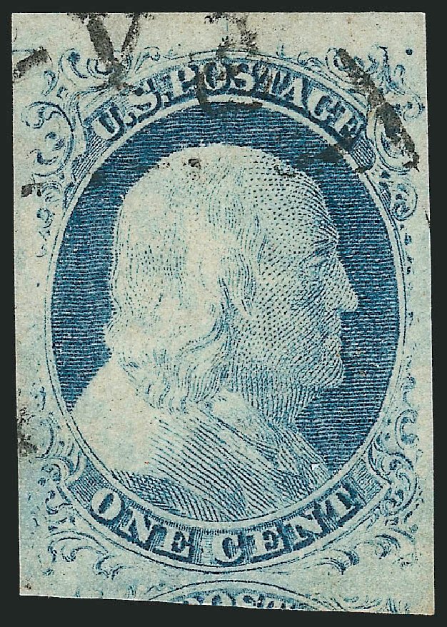 US Stamps Value Scott Catalog 9 - 1852 1c Franklin. Robert Siegel Auction Galleries, Jul 2013, Sale 1050, Lot 90
