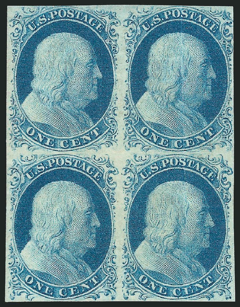 Cost of US Stamps Scott Cat. 9: 1852 1c Franklin. Robert Siegel Auction Galleries, Apr 2015, Sale 1096, Lot 20