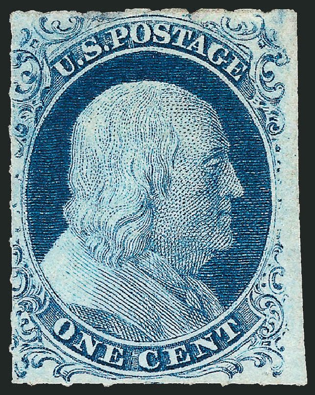 US Stamps Values Scott # 9 - 1852 1c Franklin. Robert Siegel Auction Galleries, Dec 2008, Sale 964, Lot 220