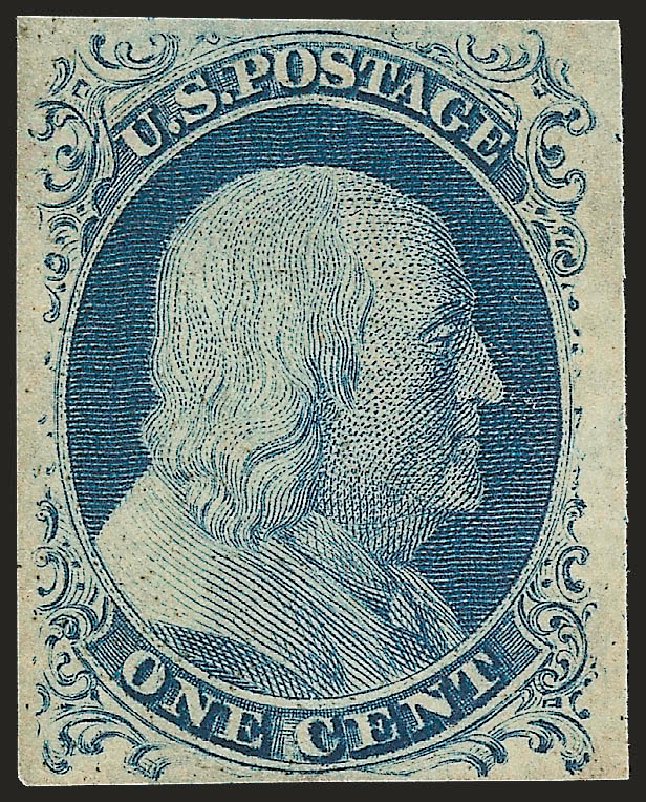 US Stamps Values Scott Catalog #9: 1852 1c Franklin. Robert Siegel Auction Galleries, Apr 2010, Sale 984, Lot 80