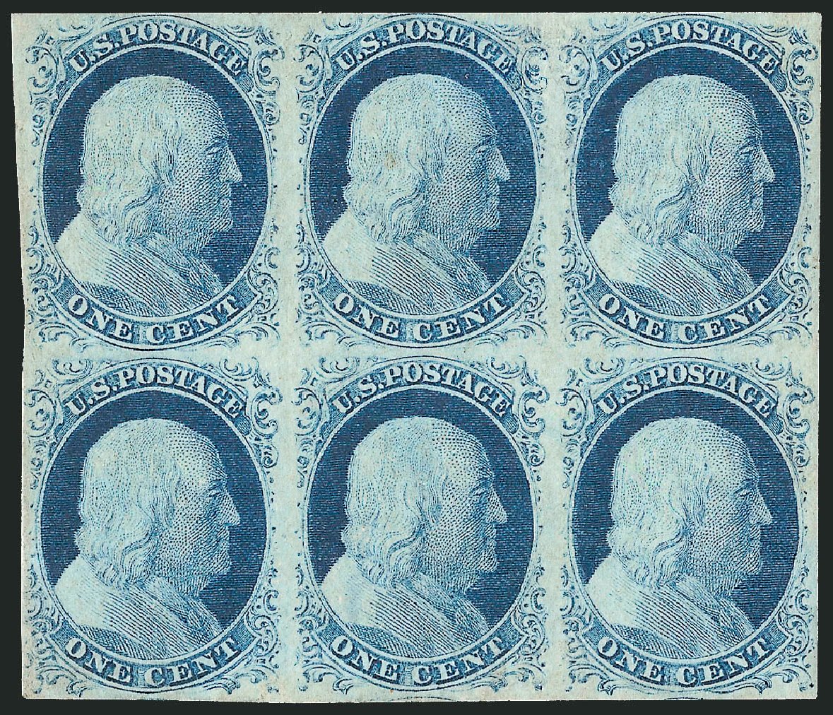 US Stamp Values Scott Catalogue 9: 1852 1c Franklin. Robert Siegel Auction Galleries, Sep 2010, Sale 994, Lot 820