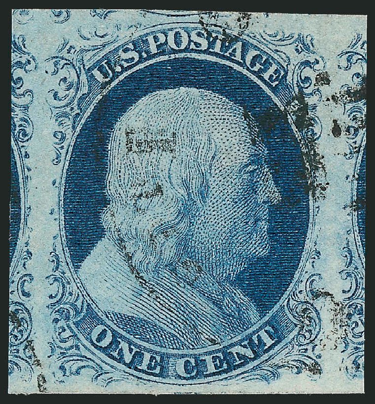 US Stamp Values Scott Cat. #9 - 1c 1852 Franklin. Robert Siegel Auction Galleries, Dec 2010, Sale 998, Lot 130