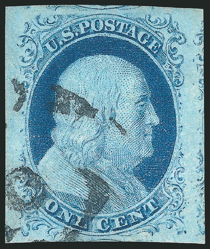 Value of US Stamp Scott Catalogue # 9 - 1c 1852 Franklin. Robert Siegel Auction Galleries, Dec 2010, Sale 998, Lot 150