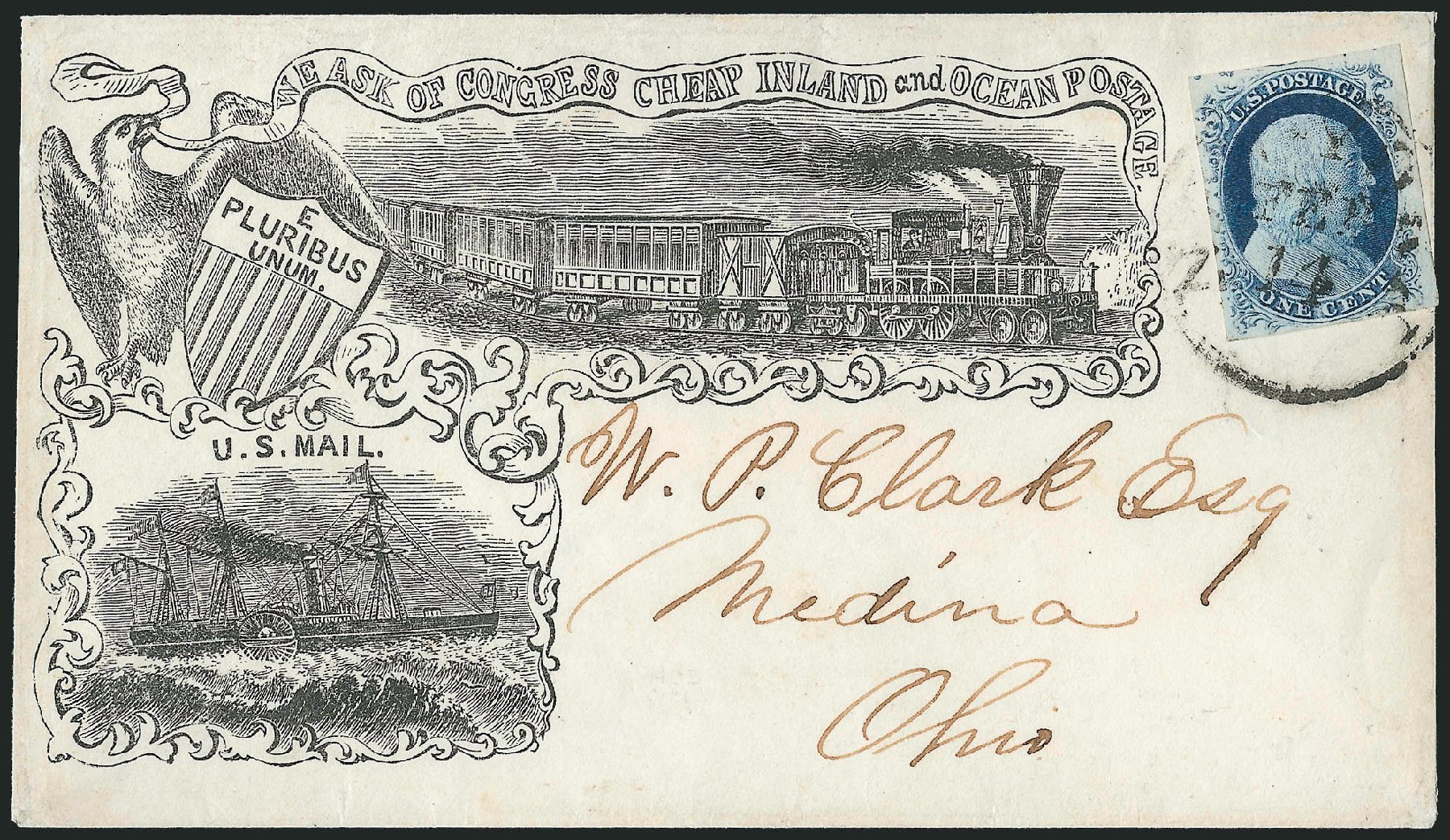 US Stamp Value Scott Catalog # 9 - 1852 1c Franklin. Robert Siegel Auction Galleries, Dec 2010, Sale 998, Lot 230
