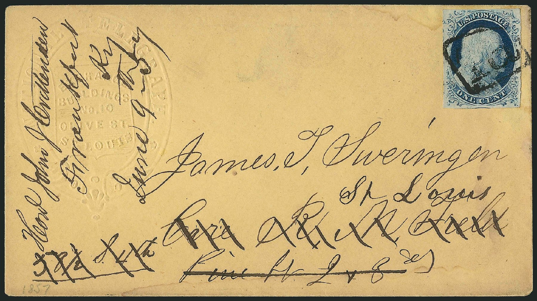 US Stamps Value Scott 9 - 1c 1852 Franklin. Robert Siegel Auction Galleries, Dec 2010, Sale 998, Lot 240