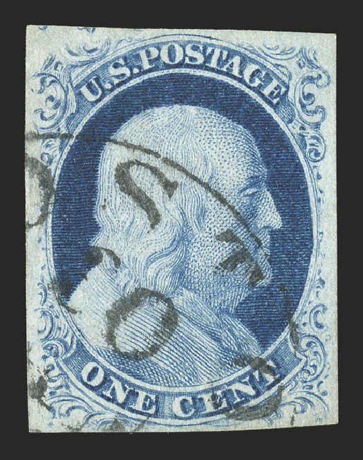 US Stamp Value Scott Catalog # 9: 1852 1c Franklin. Spink Shreves Galleries, Mar 2013, Sale 142, Lot 140