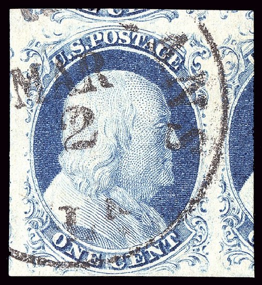 Value of US Stamp Scott 9: 1c 1852 Franklin. Spink Shreves Galleries, Jan 2014, Sale 146, Lot 150